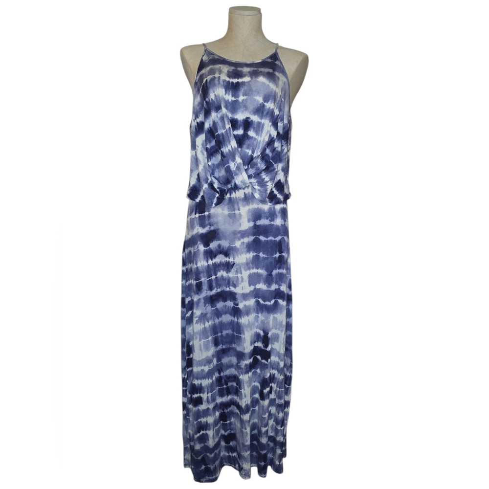 Purple/Blue and White Tie-Dye Sleeveless Maxi Dress